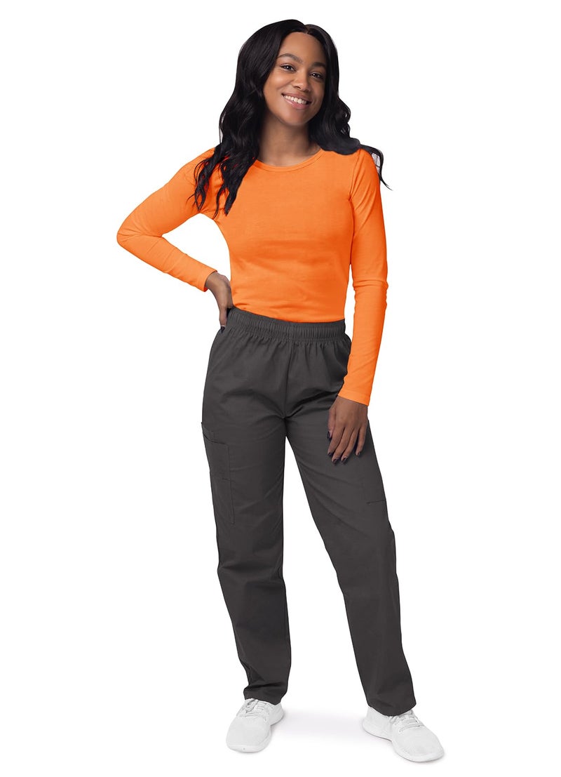 Sivvan Scrubs for Women - Long Sleeve Comfort Underscrub Tee - S8500 - Neon Orange - M - Image 4